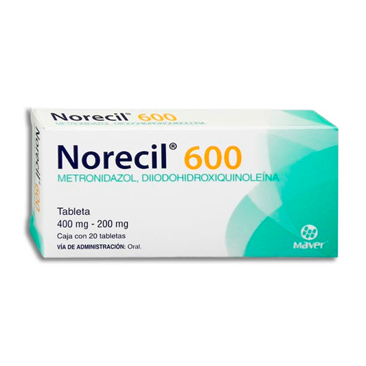 DIYODOHIDROXIQUINOLEINA METRONIDAZOL NORECIL 600MG 400MG 200MG TAB 20