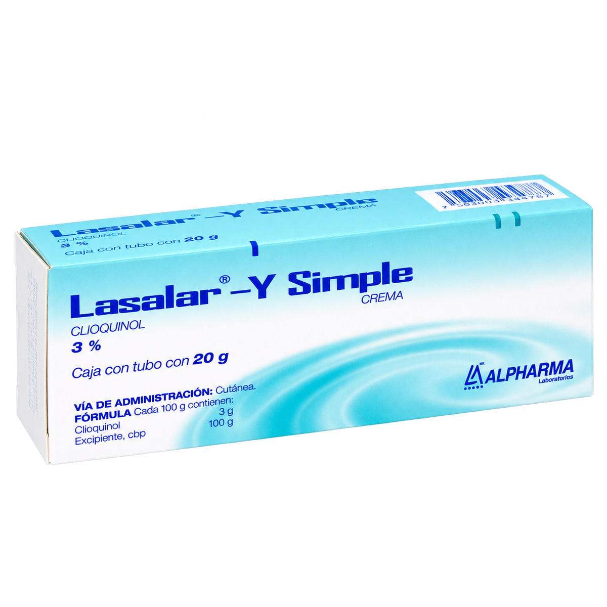 CLIOQUINOL LASALAR Y SIMPLE 20GR CREMA ALPHARMA — fondo transparente, formato 1:1