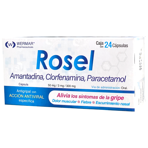 ROSEL  50 3 300MG CAP24 Amantadina Clorfenamina Paracetamol