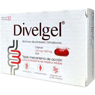 DIVELGEL 100 300MG CAP 32 Bromuro De Pinaverio  Dimeticona