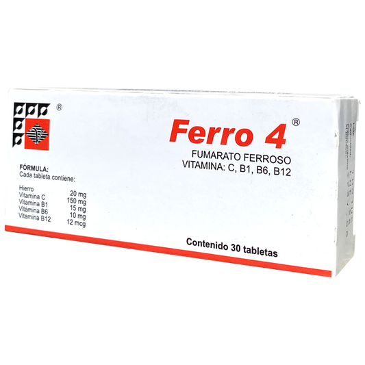 FERRO 4 C 30 GRAGEAS Fumarato Ferroso Vitamina B1 B6 C
