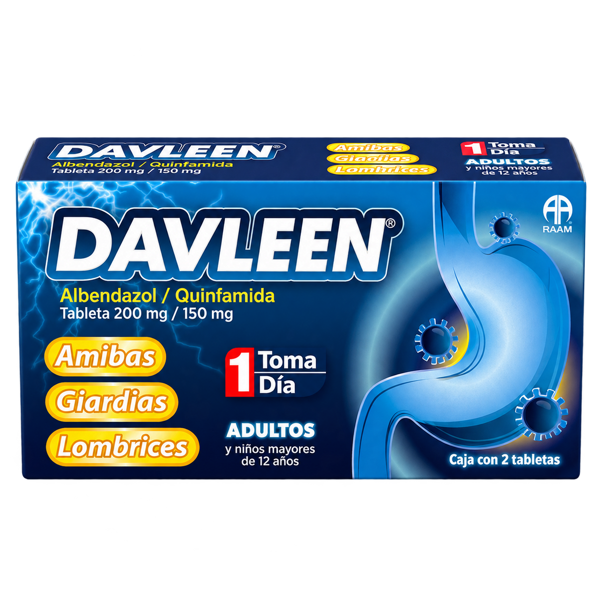 DAVLEEN 200MG 150MG C 2TAB — fondo transparente, formato 1:1