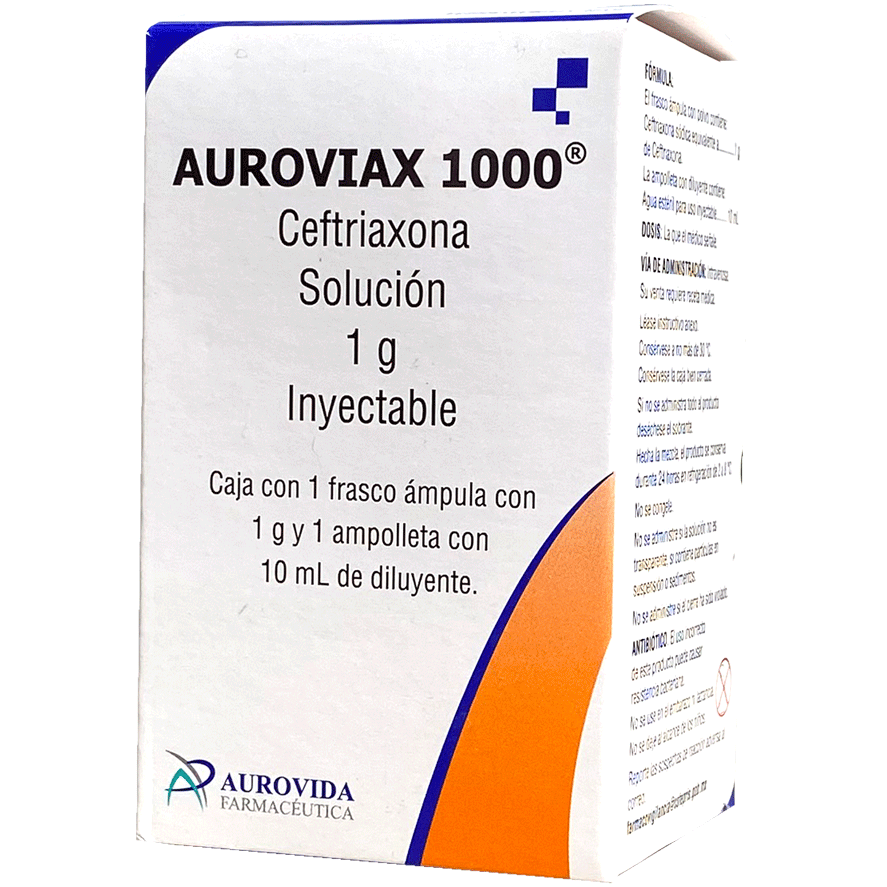 Ceftriaxona AUROVIAX   1GR AMP  IV