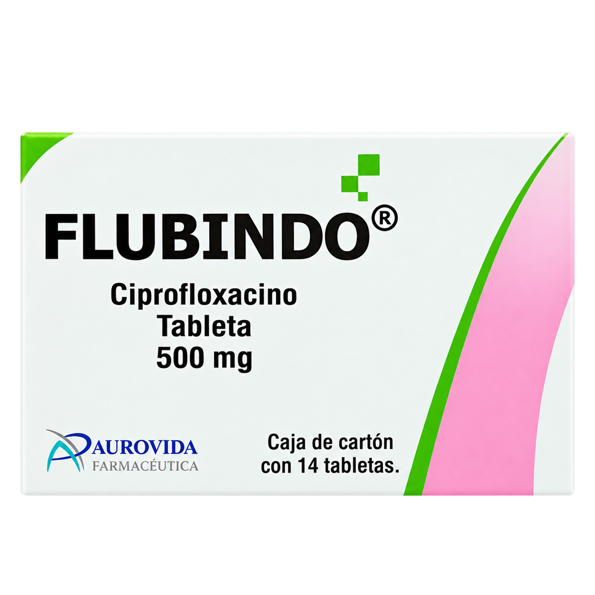 CIPROFLOXACINO FLUBINDO 500MG TAB C14 — fondo transparente, formato 1:1