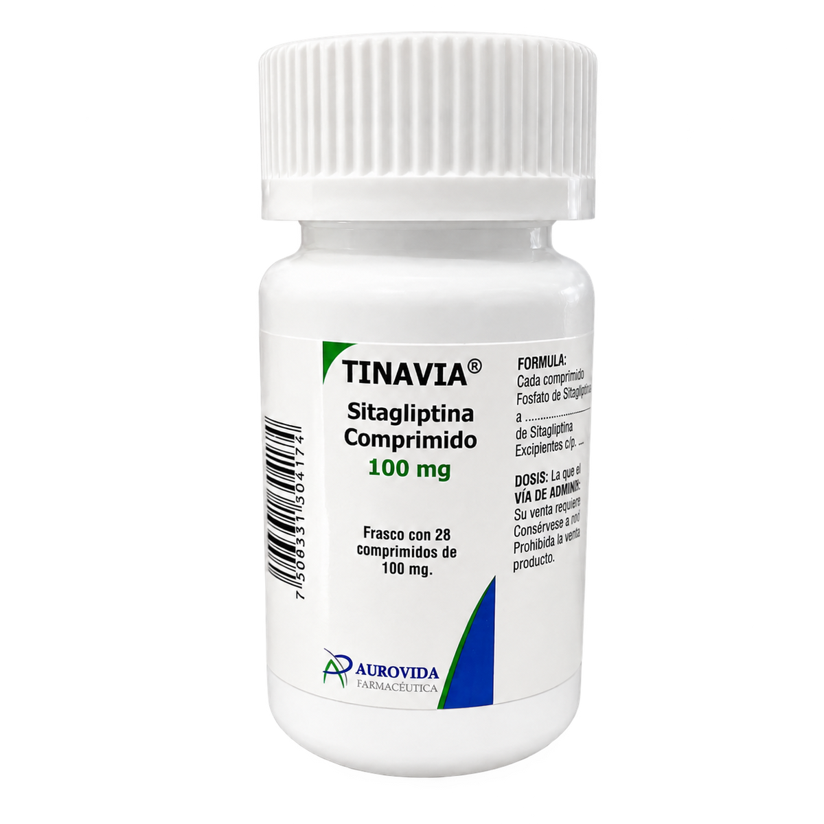SITAGLIPTINA TINAVIA 100MG C 28 TAB AUROVIDA — fondo transparente, formato 1:1