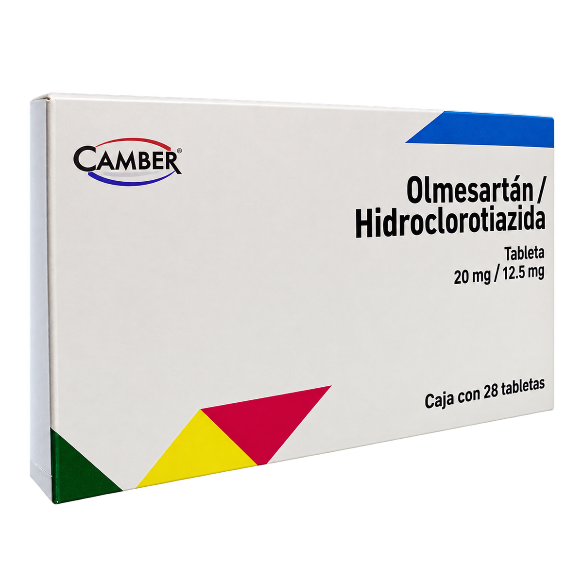 OLMESARTAN HIDROCLORTIAZIDA 20MG 12 5MG C 28 TAB CAMBER — fondo transparente, formato 1:1