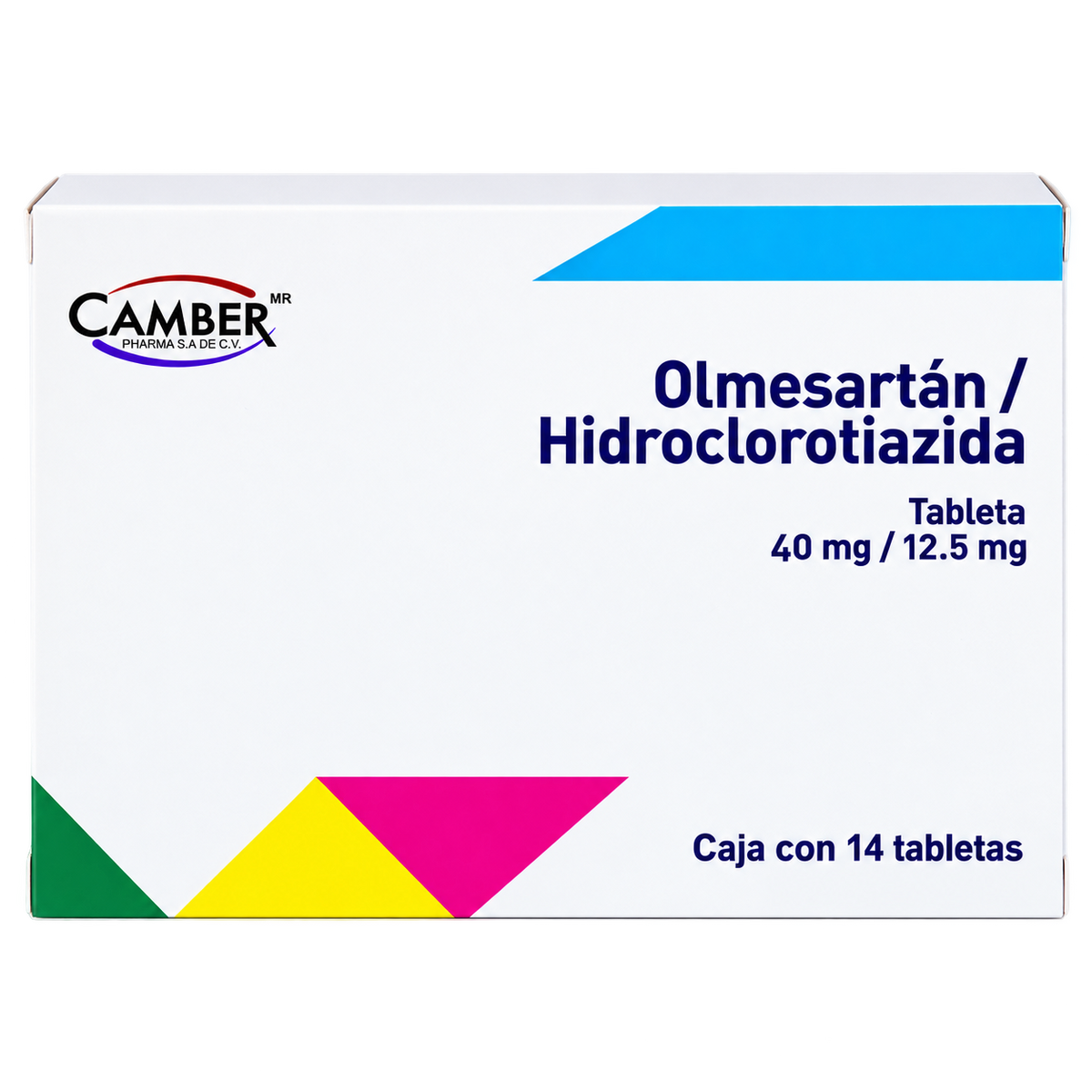 OLMESARTAN HIDROCLORTIAZIDA 40MG 12 5MG C 14 TAB CAMBER — fondo transparente, formato 1:1