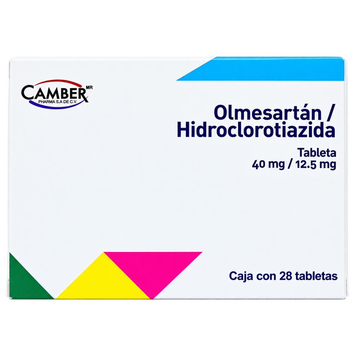 OLMESARTAN HIDROCLORTIAZIDA 40MG 12 5MG C 28 TAB CAMBER — fondo transparente, formato 1:1