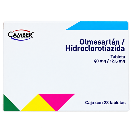 OLMESARTAN HIDROCLORTIAZIDA 40MG 12 5MG C 28 TAB CAMBER — fondo transparente, formato 1:1