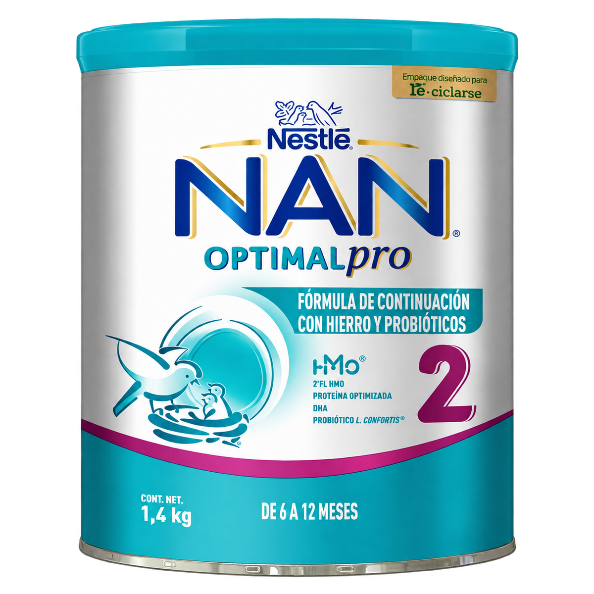 NAN 2 OPTIMALPRO 6 12M 1 4KG — fondo transparente, formato 1:1
