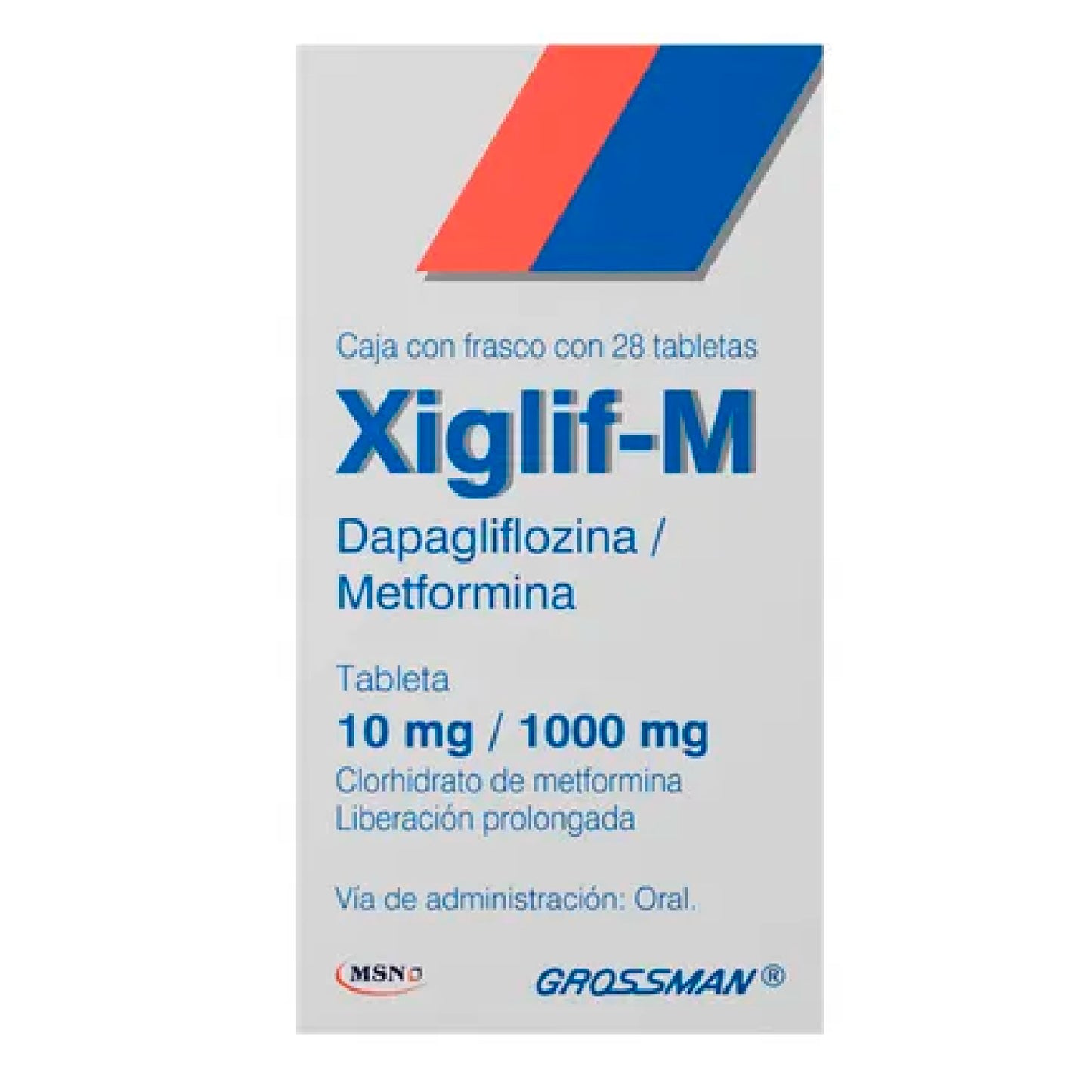 XIGLIF M 10MG 1000G FCO 28 TABS