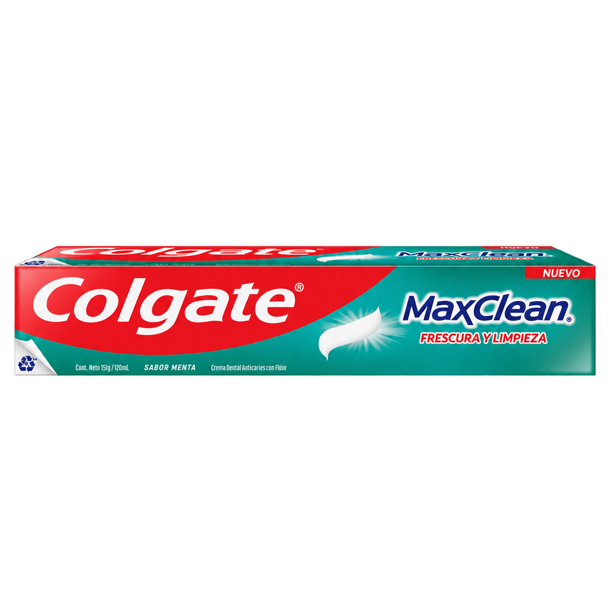 C D COLGATE MAX CLEAN 120ML — fondo transparente, formato 1:1