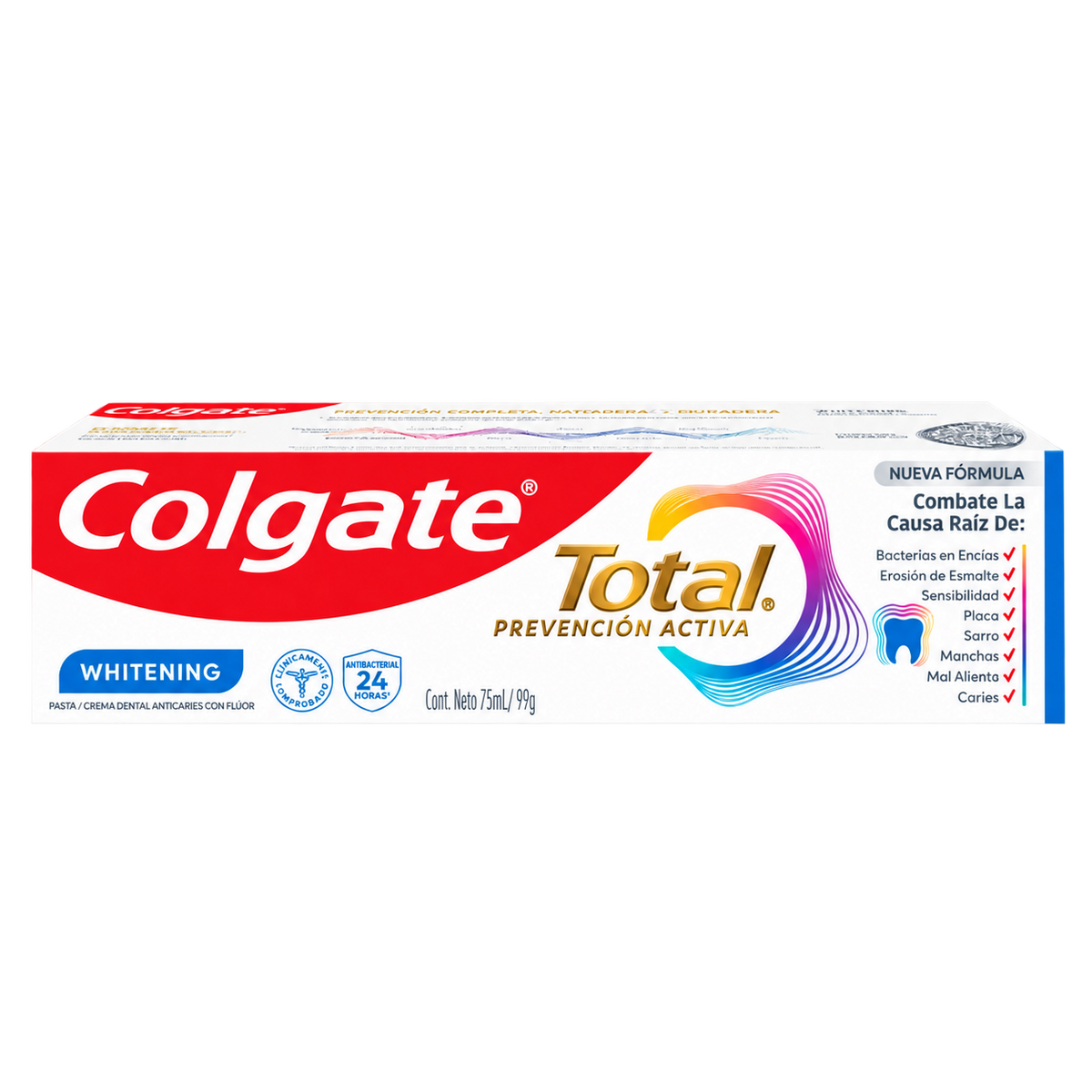 C D COLGATE TOTAL WHITENING 75ML — fondo transparente, formato 1:1