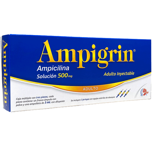 AMPIGRIN FA C3 AD Ampicilina Clorfeniran Guaifenesina Lidoc Metamizol
