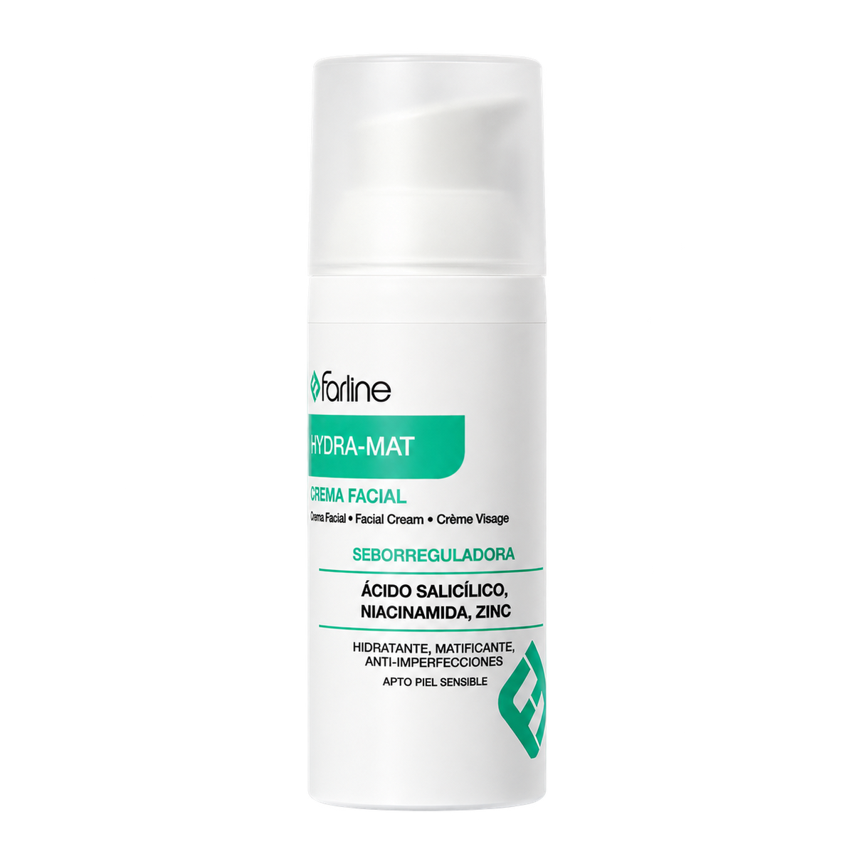 CRA FARLIN FAC HYDR MAT SEBO 50ML — fondo transparente, formato 1:1