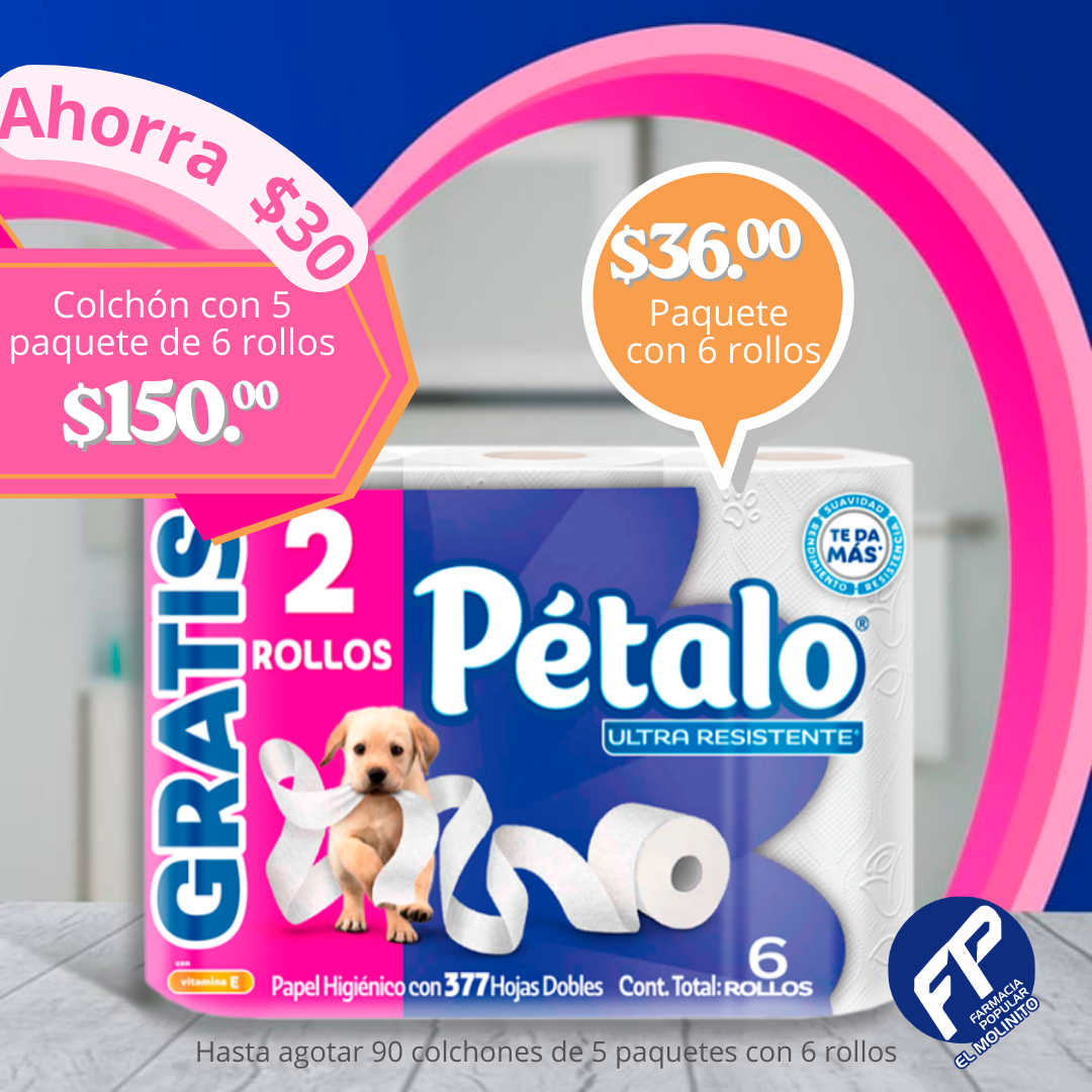 PAPEL HIGIENICO PETALO 4 ROLLOS MAS 2 GRATIS