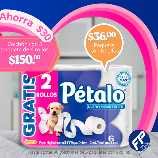 PAPEL HIGIENICO PETALO 4 ROLLOS MAS 2 GRATIS