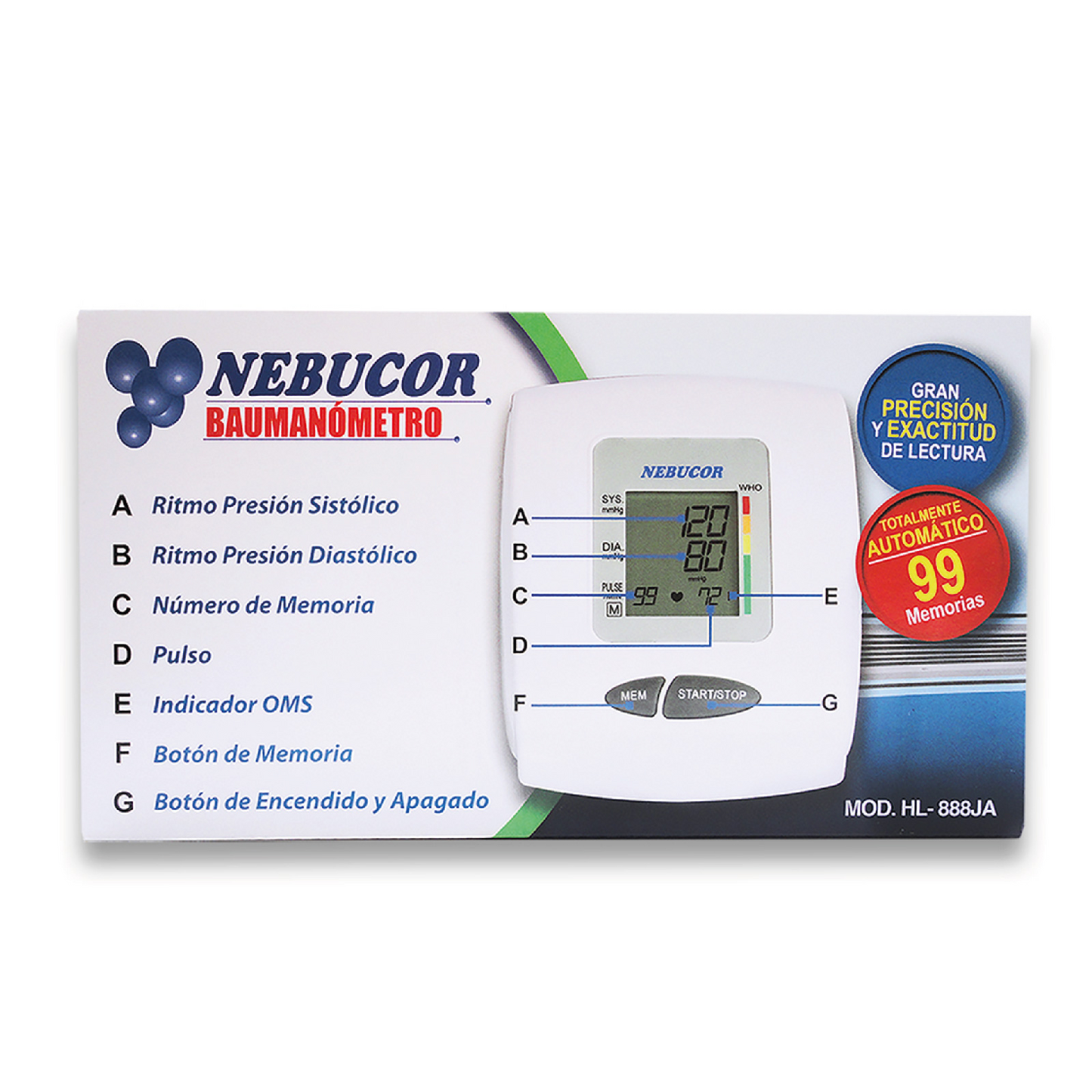 BAUMANOMETRO NEBUCOR DIG DE BRAZO HL 888JA