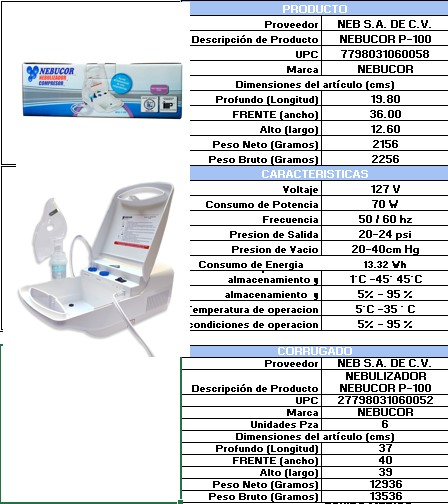 NEBULIZADOR COMPRESOR DE PISTON P 100 NEBUCOR