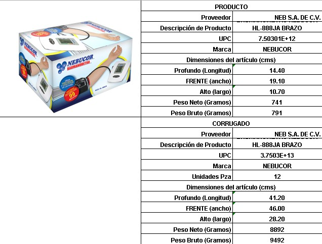 BAUMANOMETRO NEBUCOR DIG DE BRAZO HL 888JA