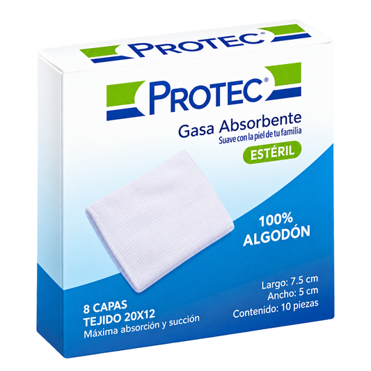 Gasa Protec estéril 7.5 × 5 cm con 10 piezas