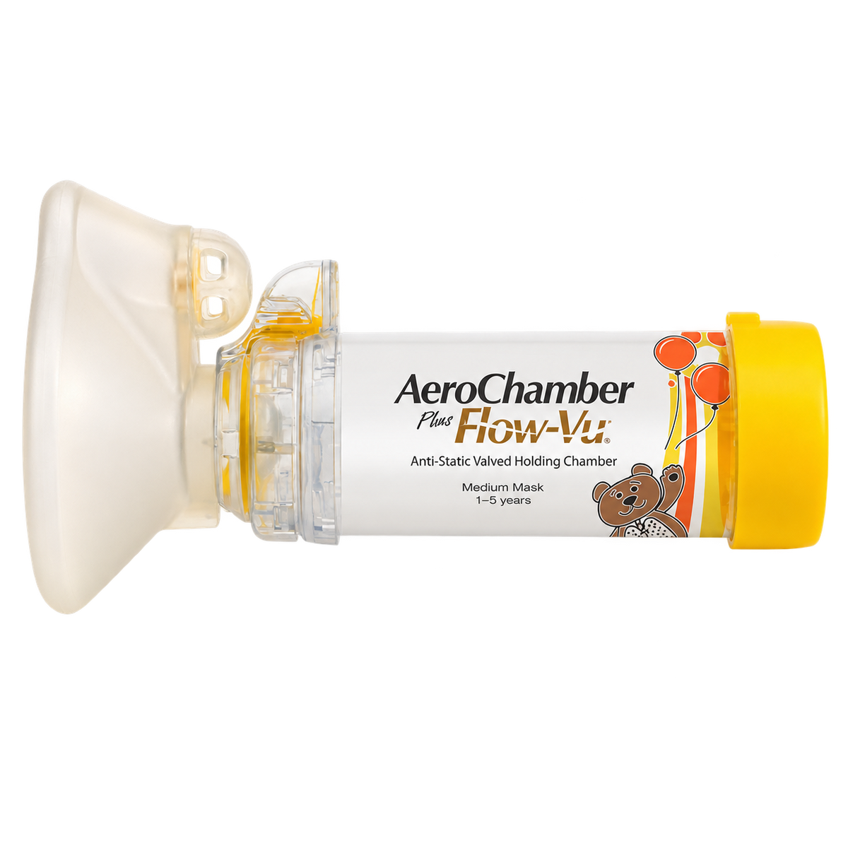 AeroChamber Plus infantil mascarilla mediana amarilla 1-5 años, un dispositivo completo exacto