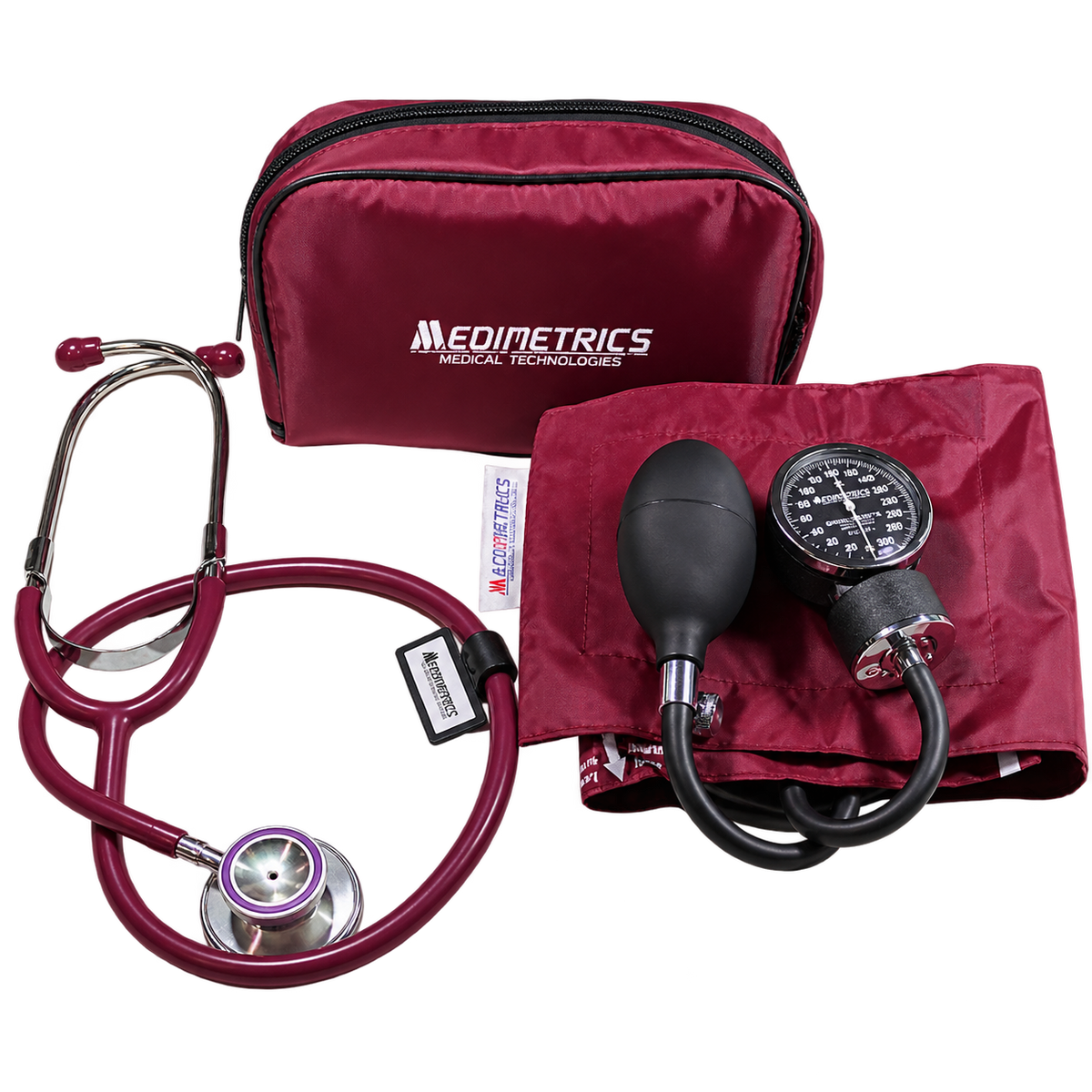 Medimetrics5881-D kit baumanómetro estetoscopio dúplex burgundy vino, un kit con estuche
