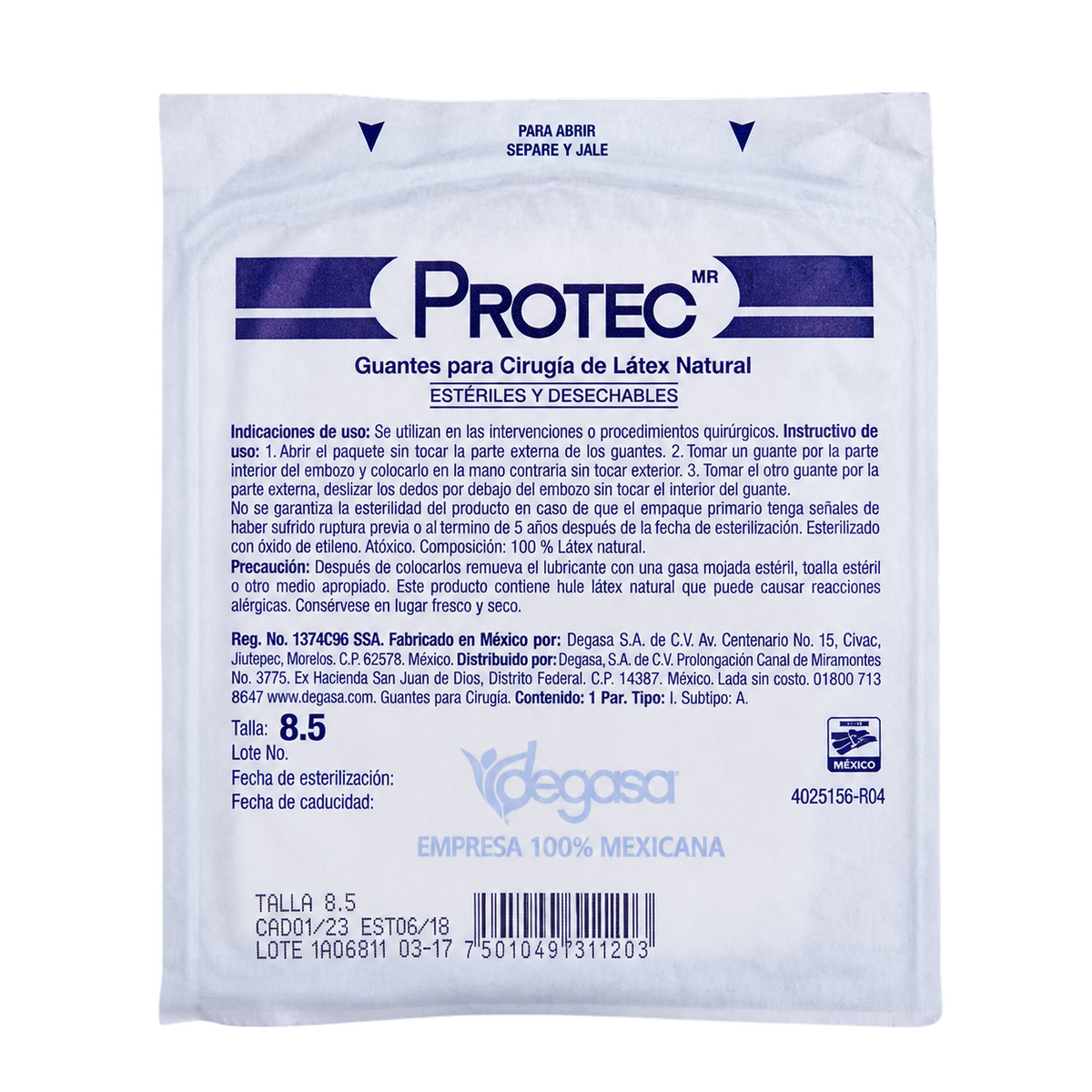 GUANTES CIRUJANO PROTEC DESCH N 8 5 SOBRE 1PAR