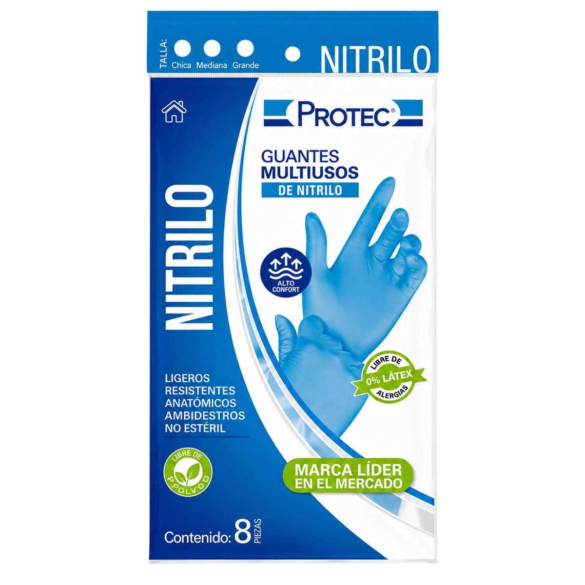 GUANTE PROTEC NITRILO MULTIUSO 8PZ