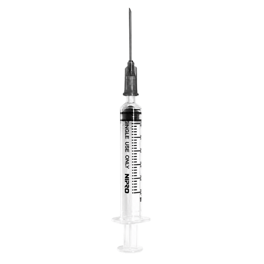 Jeringa Nipro 10 ml con aguja negra 22G x 32 mm, una pieza